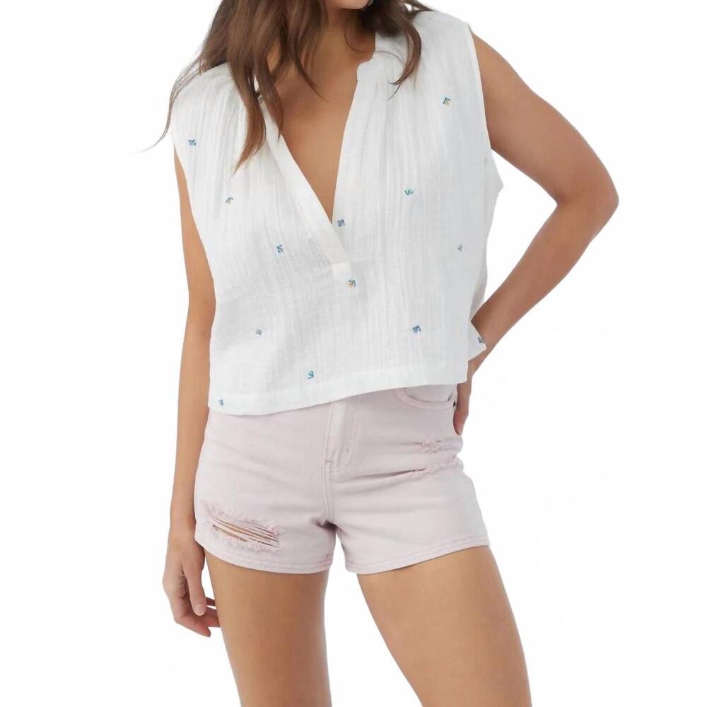 NEW O'NEILL aarya v-neck top in winter white
